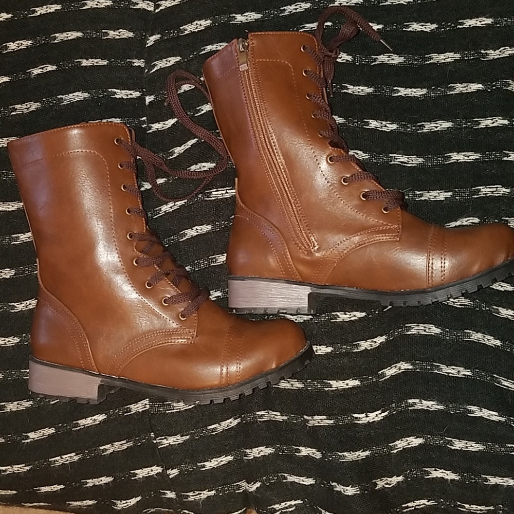Brown lace up boots